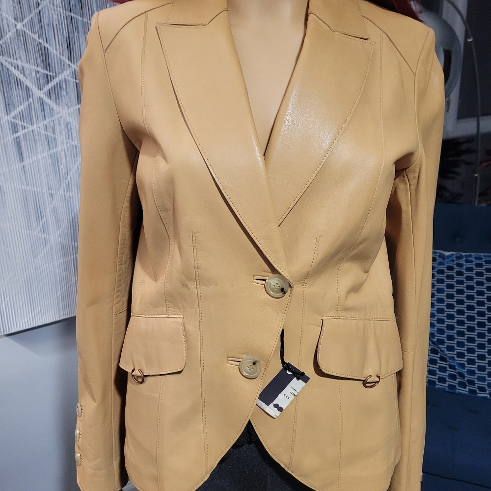 100% Authentic Cole Haan Lambskin asymmetrical blazer. 6